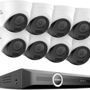 SANNCE 8CH POE CCTV Security Camera System, 5MP Outdoor Cameras Built-in Audio with POE 8 Channel NVR 6MP, AI Human/Vehicle Detection (8* Cameras +NVR)