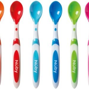Nuby Muncheez Colourful Soft Tip Silicone Weaning Spoons, 6-Pack, 4M+