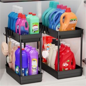 PurKeep 2 Pack Under Sink Storage, 2 Tier Kitchen Storage and Organisation